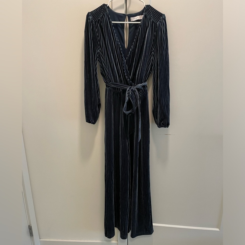 Anthropologie Ali and Jay-  Blue velvet jumpsuit